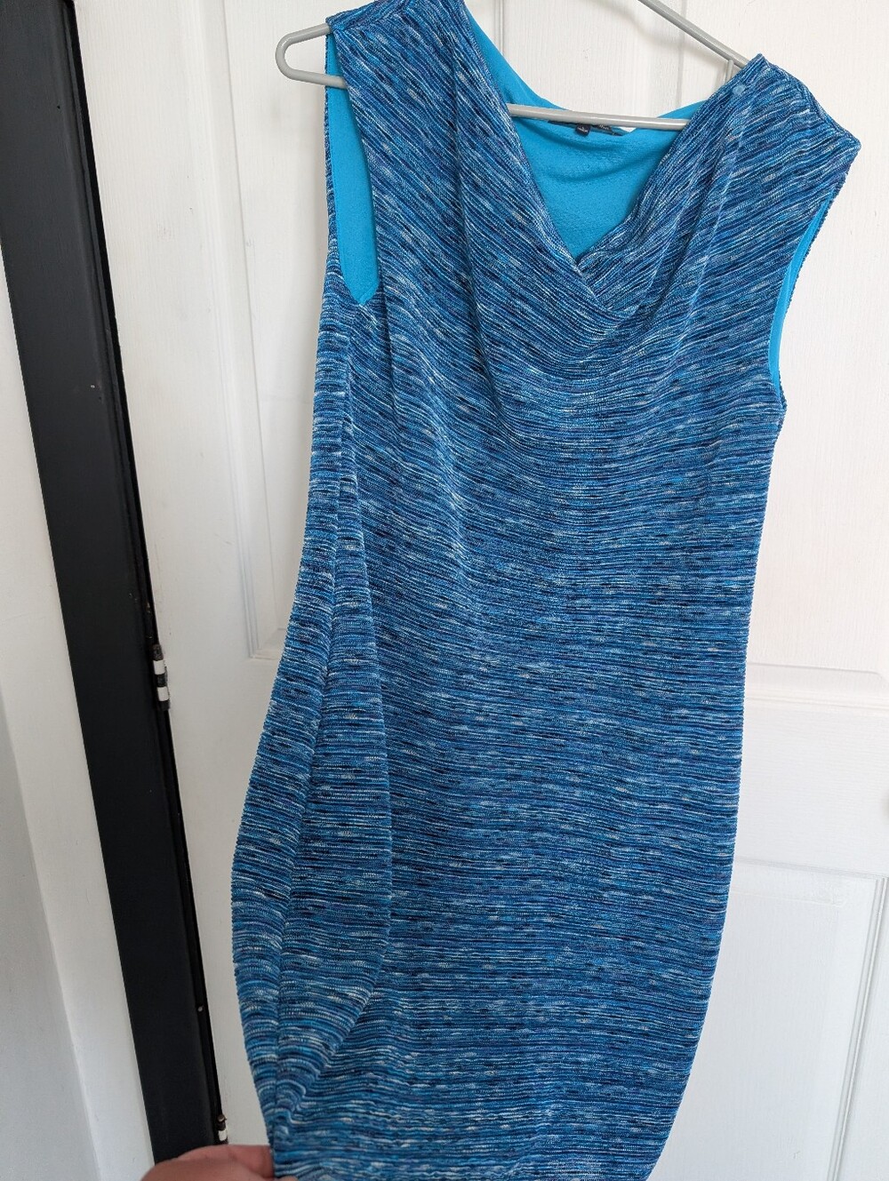 Evan Piccone Sleeveless Blue Space-Dye Cowl Neck Dress
